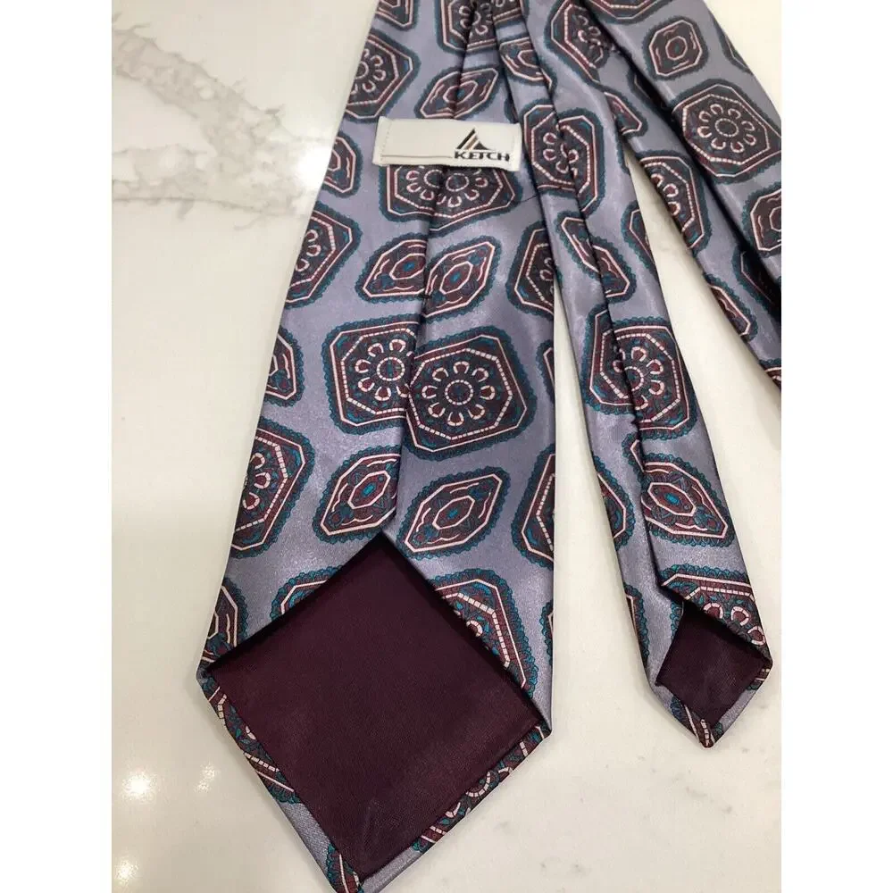 ketch gray blue‎ mens Tie 3.75” necktie silk Designer